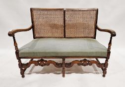 Two-seater  cane backed settee , 114 cms w.  and pair of similar chairs (3)