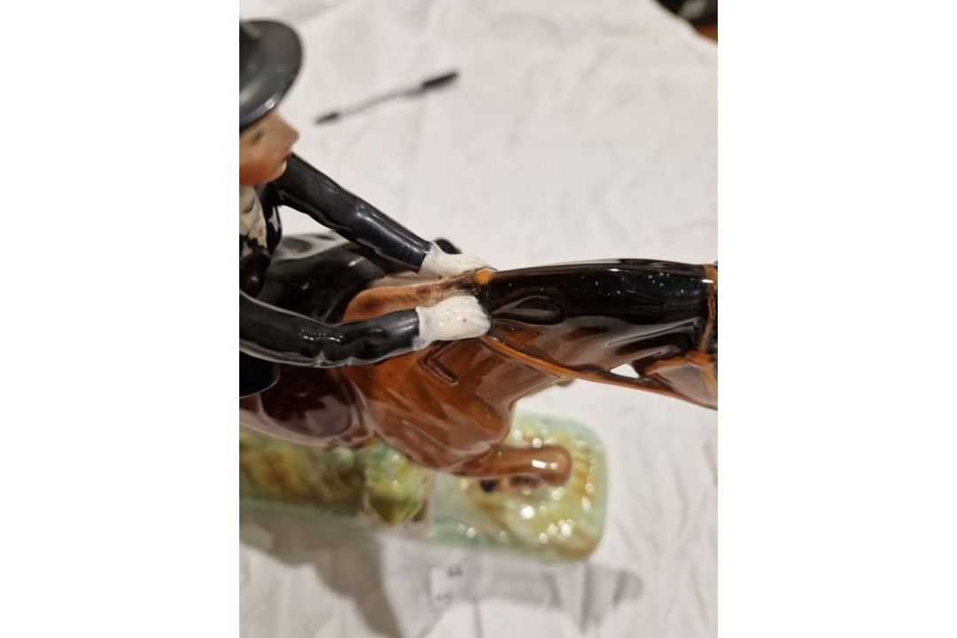 Beswick pottery model of a horse and rider jumping a fence, printed black marks, the female rider - Image 12 of 17