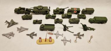 Dinky Supertoys Centurion tank, no.651, Dinky tank transporter and a quantity of Dinky military