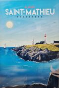 Travel / tourist poster 'La Pointe Saint Mathieu, Finisterre' 68 x 49cm. framed and glazed