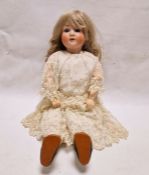 Schoenau & Hoffmeister 1909 6 bisque headed doll, sleeping blue eyes, open mouth, 61cm