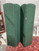 Green four-fold screen and  upholstered fireside stool 26 cms h. x 88.5 cms wide(2)