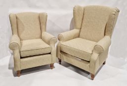 ' Next' pale yellow upholstered two-seater sofa and two matching armchairs (3)