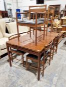 Set of six McIntosh of Kirkcaldy teak dining chairs viz:- four singles and two carvers, with black