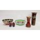 Group of Art Deco lustred pottery bowls and vases comprising a Maling ruby red lustre waisted - Image 1 of 6