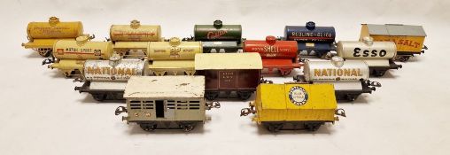 Collection of Hornby '0' gauge wagons to include Motor Spirit, Red Line, Shell, Castrol, Portland