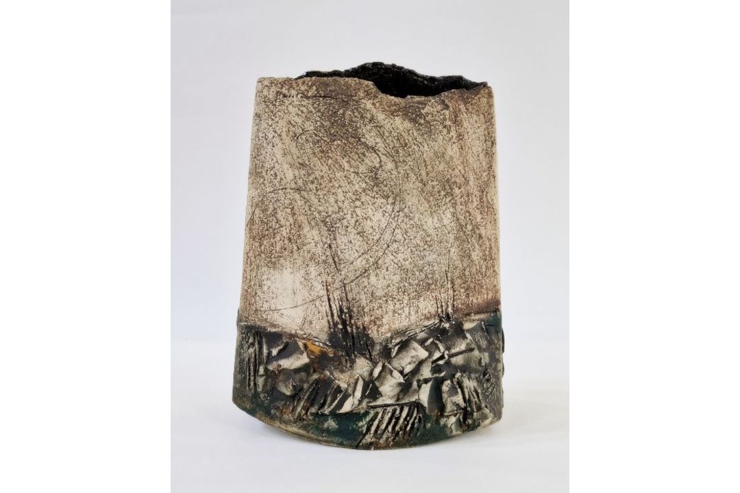 Peter Clough (b.1944) studio pottery landscape vase, marked to side, 24.5cm high approx. - Image 1 of 6