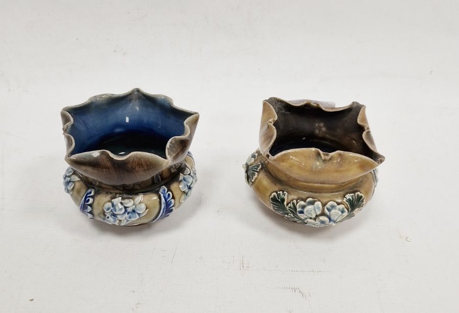 Two late 19th century Doulton Lambeth stoneware small compressed globular vases, impressed marks, - Image 2 of 4