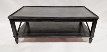 Modern black painted wooden rectangular two-tier coffee table, 48 h x 124cm x 67cm and a modern