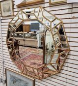 20th century decagon gilt-coloured wall mirror Condition ReportHeight 100cm, width 105cm