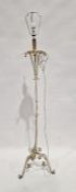 White painted cast iron standard lamp with cream shade, 181cm high including shade