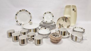 Midwinter 1960's Queensberry striped part-dinner service, printed black marks, comprising a circular