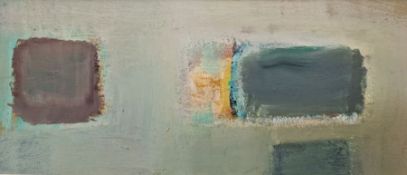 Robert Sadler ( 1909-2001) oil on board Blue and Yellow Abstract , signed and titled verso , 27.5