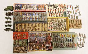 Quantity of loose Britains soldiers and a small quantity of Dinky military vehicles (9 boxes)