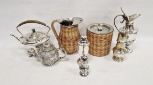 Dutch silver teapot with bulbous body, repousse with panels of figures and having domed cover, maker