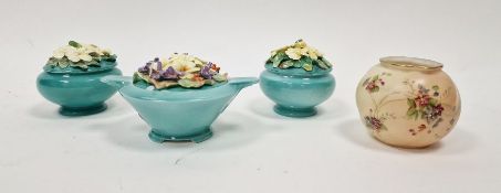 Royal Worcester blush ivory ground globular posy vase, shape no.G161, printed and painted with a