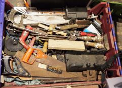 Assorted tools in ten boxes to include lump hammers, drill bits, clamps, a cantelever toolbox,