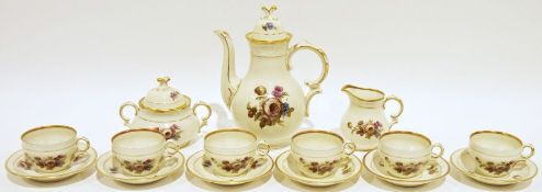KPM Kobenhavns Porzellains 'MalarI' coffee service, ivory ground with handpainted floral decoration,