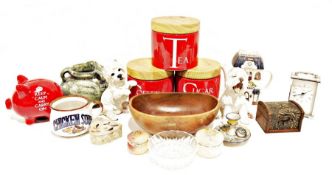 Three boxes of mixed ceramics and glass including rose bowl, floral encrusted basket, modern