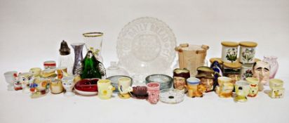 Portmeirion ceramics - Caithness style vase, posy vases, a Wedgwood glass penguin, character jugs,