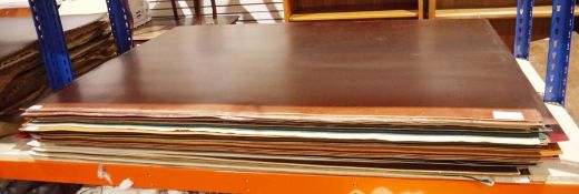 Large quantity of craft leather, various colours, brown, dark green, maroon/dark red, black, etc (