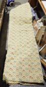 One pair of embroidered-style curtains, lined and interlined with a braided fringe