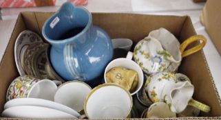 Portuguese salad plates, lazy Susan, Portuguese style pottery jugs, Mintons part-coffee service, a