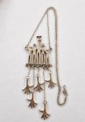 Jeff Wallis silver 'Universal Family' necklace with figures and hands, suspended, approx. 34g,