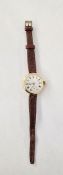 Early 20th century 9ct gold wristwatch, circular, the dial with Roman numerals and subsidiary