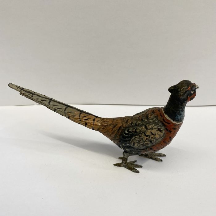 Austrian cold painted bronze models of a cock pheasant, 7.5cm high and a badger with whiskers, 7. - Image 2 of 2