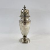 Early 20th century silver sugar caster, tapering on circular base, Birmingham date mark worn,