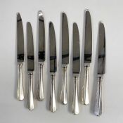 Set of eight late 20th century silver handled knives, Sheffield 1993, maker United Cutlers Ltd.