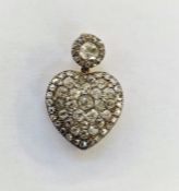 Victorian heart-shaped rose-cut diamond pendant, the circular suspension set with circular