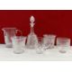 Bell-shaped cut glass decanter, a facet-cut heavy water jug (slight chip inside), a cut glass - Image 1 of 3