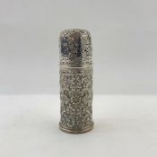 A Victorian silver cylindrical sugar caster repousse decorated London 1895, maker Horace