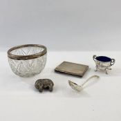 An early 20th century silver mounted and cut glass bowl, Chester 1900, maker's mark D.A., 10.5cm