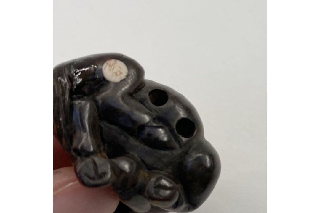 Japanese carved wood netsuke in the form of a seated foal, 4cm high and another in the form of a - Image 5 of 5