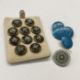 Set of Edwardian dress studs reverse painted under glass, with gold-coloured mounts, a set of - Image 3 of 5