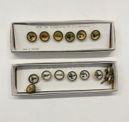 Two sets of Guinness waistcoat buttons, enamel under glass, two sets of five and three spare ones