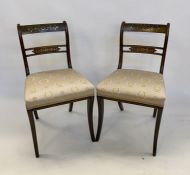 Set of six Regency brass inlaid rosewood dining chairs, each with top rail and pierced cross rail,