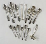 Pair of antique silver sugar tongs with shell ends, 1ozt approx. and a quantity of silver