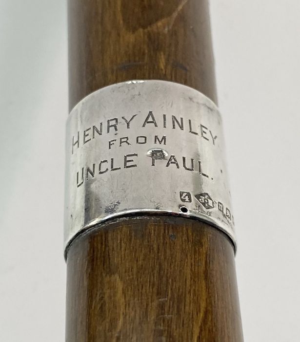 Walking stick with silver band named to Henry Ainley, renowned Shakespearean thespian and film - Image 3 of 5