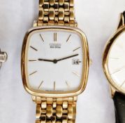 Gent's Raymond Weil Tango gilt wristwatch with calendar aperture, mother-of-pearl dial, a gent's