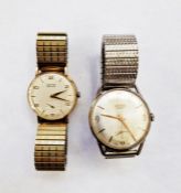 Gent's Vertex Revue 9ct gold wristwatch with subsidiary seconds dial, on gilt metal expanding