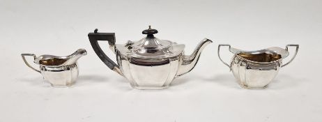 George V bachelor's tea service of three pieces in revived Georgian style, oblong and panelled,