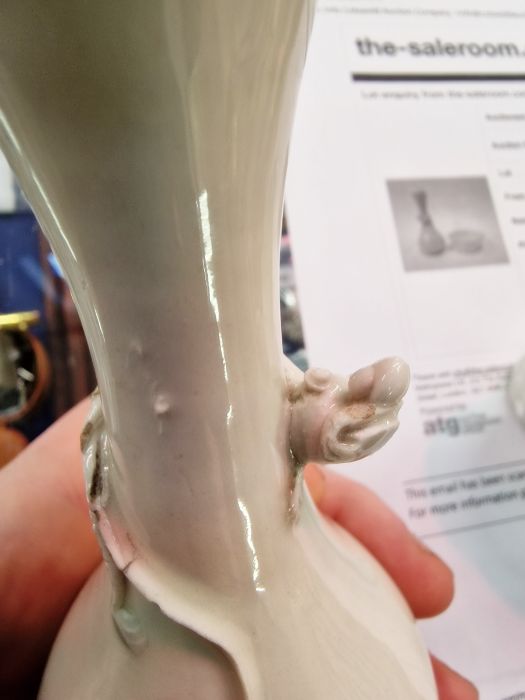 Chinese blanc de chine baluster vase with chioong applied, 13.5cm high, and a Chinese blanc de chine - Image 3 of 26