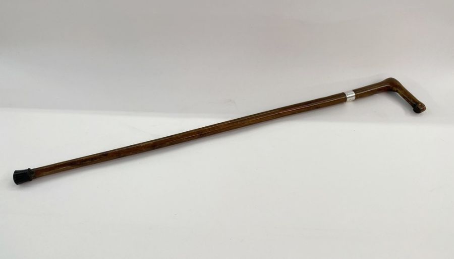 Walking stick with silver band named to Henry Ainley, renowned Shakespearean thespian and film
