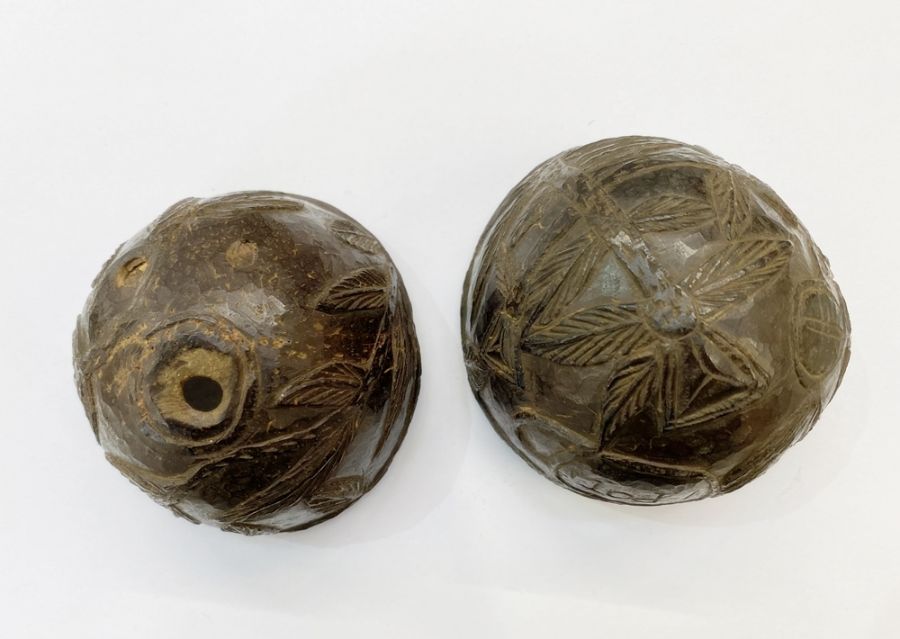19th century bugbear coconut flask