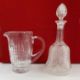 Bell-shaped cut glass decanter, a facet-cut heavy water jug (slight chip inside), a cut glass - Image 3 of 3