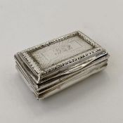 Georgian silver snuff box, rectangular with engraved decoration, initialled, Birmingham 1818, 6.